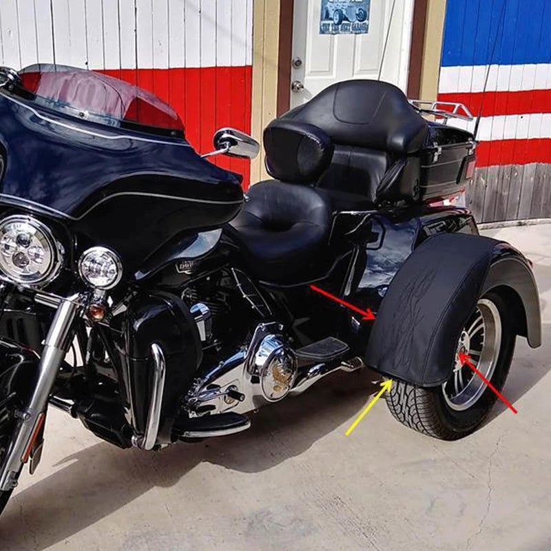 VPZMT PU Leather Flame Rear Trike Fender Bra for Harley Tri Glide Ultra Classic FLHTCUTG 2009-2025, Street Glide Trike FLHXXX 2010-2011 (Black) - Image 4